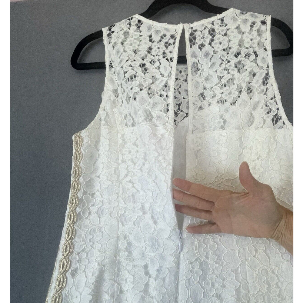 Lilly Pulitzer Dress Womens 10 White Corded Floral Lace Mila Shift NWT Gold Trim - Picture 14 of 16